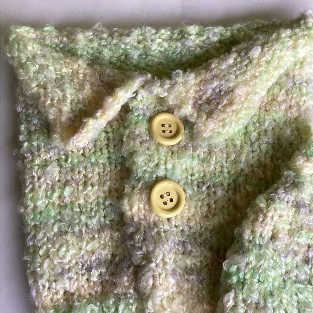 Baby Cocoon One Piece Hand Crafted Yellow Green Swaddler Cozy Knit